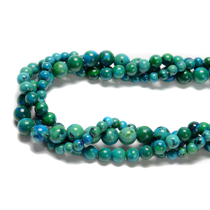 Land Long 120pcs(2 Strand/Set) 6mm Azurite Gemstone Beads with Healing Power, Smooth Round Energy Stone Beads for Jewlery Bracelets Earrings Making DIY
