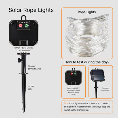 BANBANJO Solar Rope Lights for outside, 66ft 200 LED Solar string Lights with 8 Modes, Waterproof Solar Outdoor Light for Patio Garden Party Tree Porch Pool Fence Outdoor Holiday Xmas Decor-Warm White