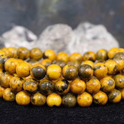 DAZCOLO 8mm Natural Gemstone Stretch Bracelet, Handmade Unisex Crystal Bracelets for Meditation, Yoga, Spiritual Healing & Positive Energy (Bumblebee Jasper)
