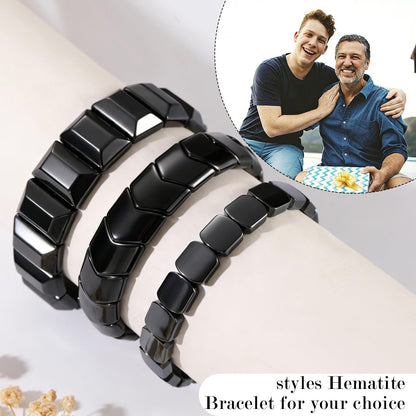 DONYUDE Fathers Day Bracelets Gifts for Stepdad Hematite Bracelet for Men Stepdad Gifts from Daughter Son Hematite Grounding Bracelet Reignite Masculine Energy Birthday Motivational Gift Jewelry