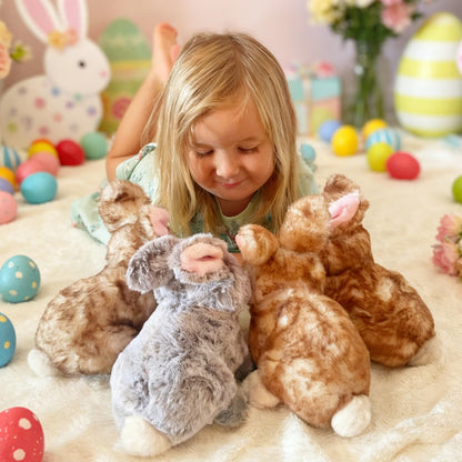Tezituor 4 Pcs Realistic Rabbit Stuffed Animals Set, 9 Inch Big Stuffed Baby Bunny Plush Bulk for Party Easter Decoration, Cute Fluffy Easter Bunny Rabbit Plush for Boys Girls