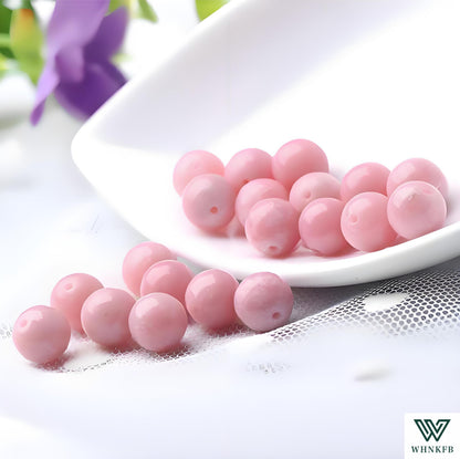 WHNKFB 8mm 50PCS Natural Undyed Pink Opal Beads, Rose Quartz-Like Gemstone Loose Beads for Love Energy Jewelry Making, DIY Craft Bulk Supplies with Elastic Cord