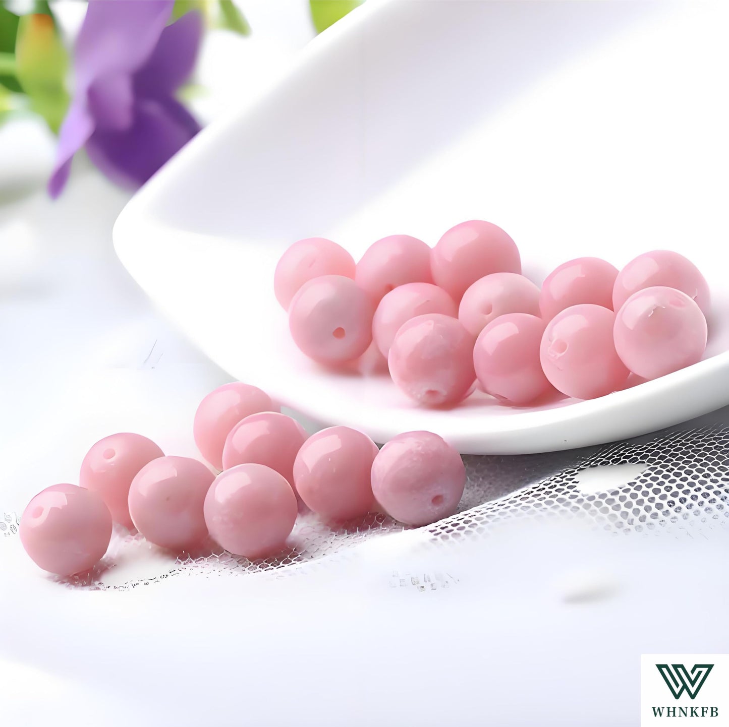 WHNKFB 6mm 100PCS Natural Pink Opal Round Beads, Rose Quartz-Like Loose Gemstone Beads for Jewelry Making Craft - 4mm 6mm 8mm 10mm Options with Free Elastic Cord