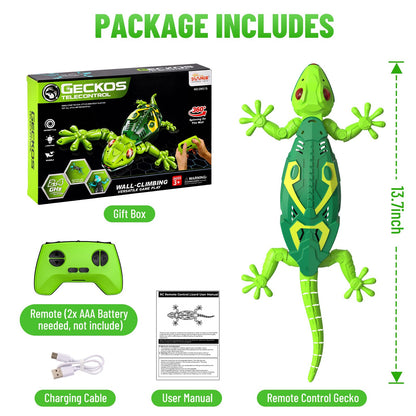 Envyvip RC Wall Crawler Gecko, Rechargeable Remote Control Robot Kids Toys, Wall Climbing Funny Prank Toys Birthday Gifts for Boys & Girls Ages 4 and Up, Upgrade Low Noise (Green)