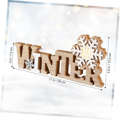 Garneck Wood Winter Sign with Snowflake LED Winter Decorations for Home Rustic Christmas Wooden Word Tabletop Centerpiece Decoration Standing Wood Plaque Sign for Xmas Home Office Shelf Mantel Party