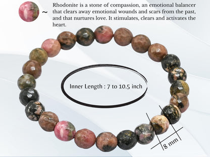 Amazing Gemstone Rhodonite with Matrix Bracelet for Women - Chakra Mens Bracelet Protection Crystals and Healing Stones - Blessing Bracelet Spiritual Meditation Gift Christmas Stocking