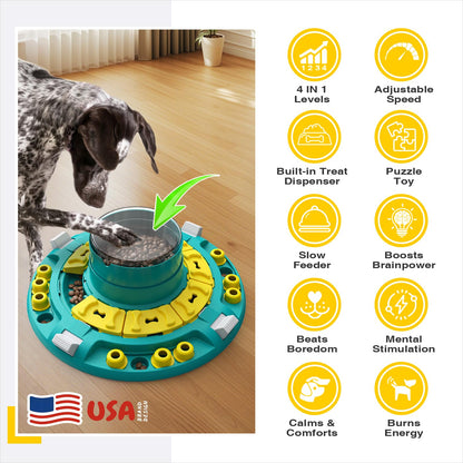 KADTC Dog Puzzle Toy, XL Size, 4 Levels of Step-by-Step Challenge, Push-to-Release Treat Dispenser, Beginner to Advanced, Slow Feeder & Mental Stimulation for Smart Dogs Enrichment Toys