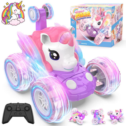 Mafbeanl Remote Control Car Stunt RC Cars 360° Rotating with 2.4GHz Rechargeable Wheel Lights Toys Car Gift for Boys Girls 3 4 5 6 7 8 9 10 11 12 (Pink)