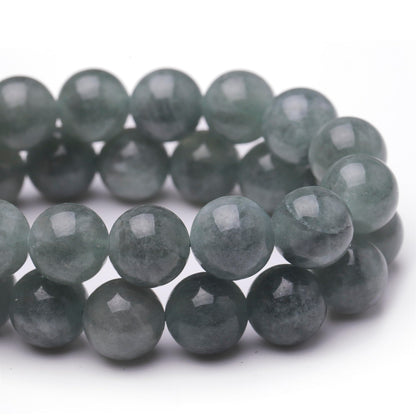 Chicager Natural Jade Beads for Jewelry Making,8mm Blue Jadeite Polished Smooth Round Gemstone Beads for Bracelet Necklace 15 Inch