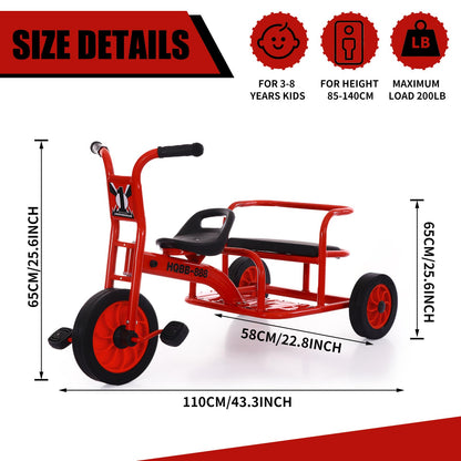 Kids Tricycle for Riders Ages 3-5 Preschool Playground Kids Tricycles, Daycare Toddler Tandem Trike，Children Tandem Bike, Outdoor Playground Equipment Trike