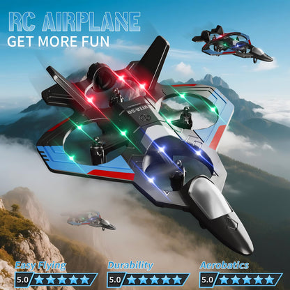 Tubokoro RC Planes for Kids Adults, Foam Remote Control Airplane Jet Helicopter Drone Toys for Kids Adults 8-12 12-16, Remote Control Plane Airplane Toys with Led Lights, 360° Flip Stunt Rotation