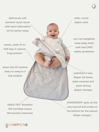 GUNAMUNA Sleep Sacks for Babies Toddlers and Newborns, Easy Changing Diaper Zipper, 1.0 TOG, Tutu Goose, 24-36 Months
