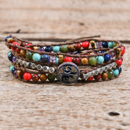 YGLINE Chakra Beaded 3 Wrap Bracelet for Women Boho Handmade Adjustable Stackable Strand Bracelet Jewelry