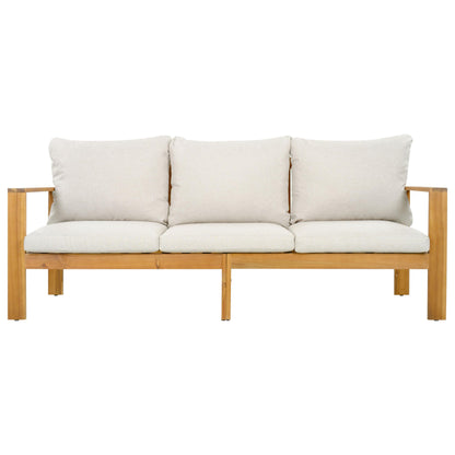 Merax Outdoor 5-Piece Acacia Wood Sectional Patio Sofa Set, 3-Seater Sofa, 2 Chairs, Ottoman & Coffee Table with Water-Repellent Cushions for Garden, Deck & Poolside
