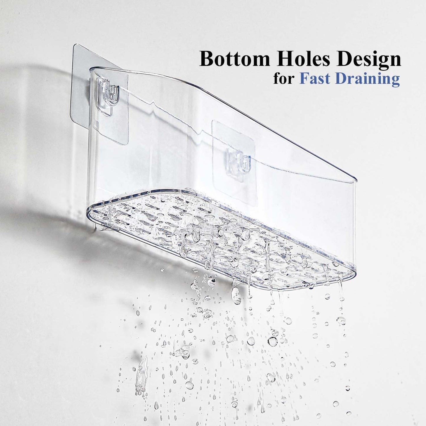 Eunion Bath Toy Storage Organizer, Bathtub Toy Storage Holder, Large Capacity Wall Mounted Shower Caddy Shower Organizer, No Drill Shelves Basket, Clear White, 2 Pack