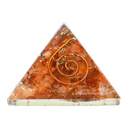 Amazing Gemstone Carnelian Orgone Pyramid - 30mm Small Orgonite Pyramids with Crystals and Healing Stones - Authentic Organite Gifts