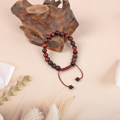 AD Beads Natural 8mm Gemstone Bracelets Healing Power Crystal Macrame Adjustable 7-9 Inch (Red Tiger's Eye)
