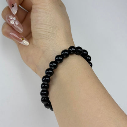 SAFEINA Obsidian Healing Crystal Stretch Bracelet for Women Men's Gifts, 8mm Stackable Beaded Bracelets with Heart Stones Set Stress Relief Yoga Reiki Gems Healing Crystals Inspirational