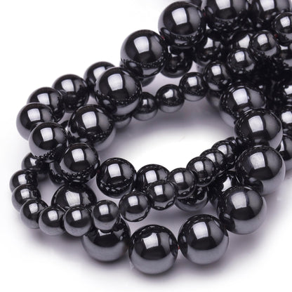 Chicager Natural Stone Beads for Jewelry Making,8mm Hematite Polished Smooth Round Gemstone Beads for Bracelet Necklace 15 Inch