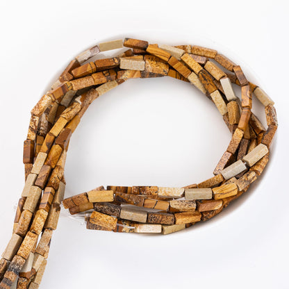Natural Blown Picture Stone Rectangle Tube Beads 4x13mm 38cm/str Loose Semi Gemstone Stone Beads for Making Bracelets Necklace Earrings