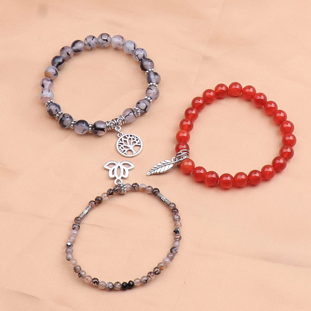UEUC Tree of Life Yoga Healing Stone Bracelets, Multilayer Lotus Chakra Stone Reiki Bracelet Sets, Anxiety Crystal Natural Stone,for Women Stress Relief(#68)