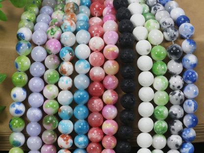 ZHFMLY 10mm Natural Gemstone Persian Jades Stone Beads 180pcs Assortment Crystal Energy Smooth Round Loose Beads for Necklace, Bracelet & DIY Jewelry Making Chakra Energy Craft Supplies