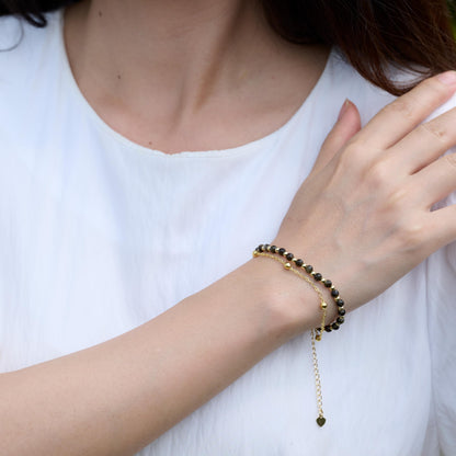 Farfume Golden Obsidian Crystal Bracelet Beaded Bracelets for Women 4mm Natural Stone Beads Gemstone Handmade Jewelry Valentine's Day Gifts