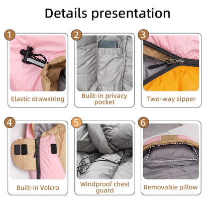 HLITMOUT Down Sleeping Bag for Backpacking with Pillow,15°F 32°F 45°F Ultralight Compact Mummy Sleeping Bag with 680FP Duck Down for Woman,Kids,Teens Camping and Hiking Outdoor