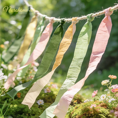 NICROHOME EUR Wedding Party Decorations, 8 Rolls Moss Sage Green Pink Crepe Paper Streamers for Boho Baby Shower, Wedding, Engagement Party, Spring Party, Birthday Party Supplies, 82 ft Long