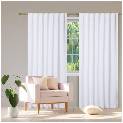 Bedding Craft White Cotton Curtains,63 Inch Tab Top Cotton Curtain Set 2 – 50x 63 Drapes for Living Room, Bedroom, Dining Room – Set of 2, Elegant White Panels