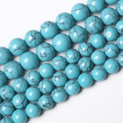 90PCS 4mm Natural Stone Beads Blue Turquoise Round Loose Gemstone Beads for Jewelry Making DIY Bracelet Necklace 15 Inch (4mm, Blue Turquoise)