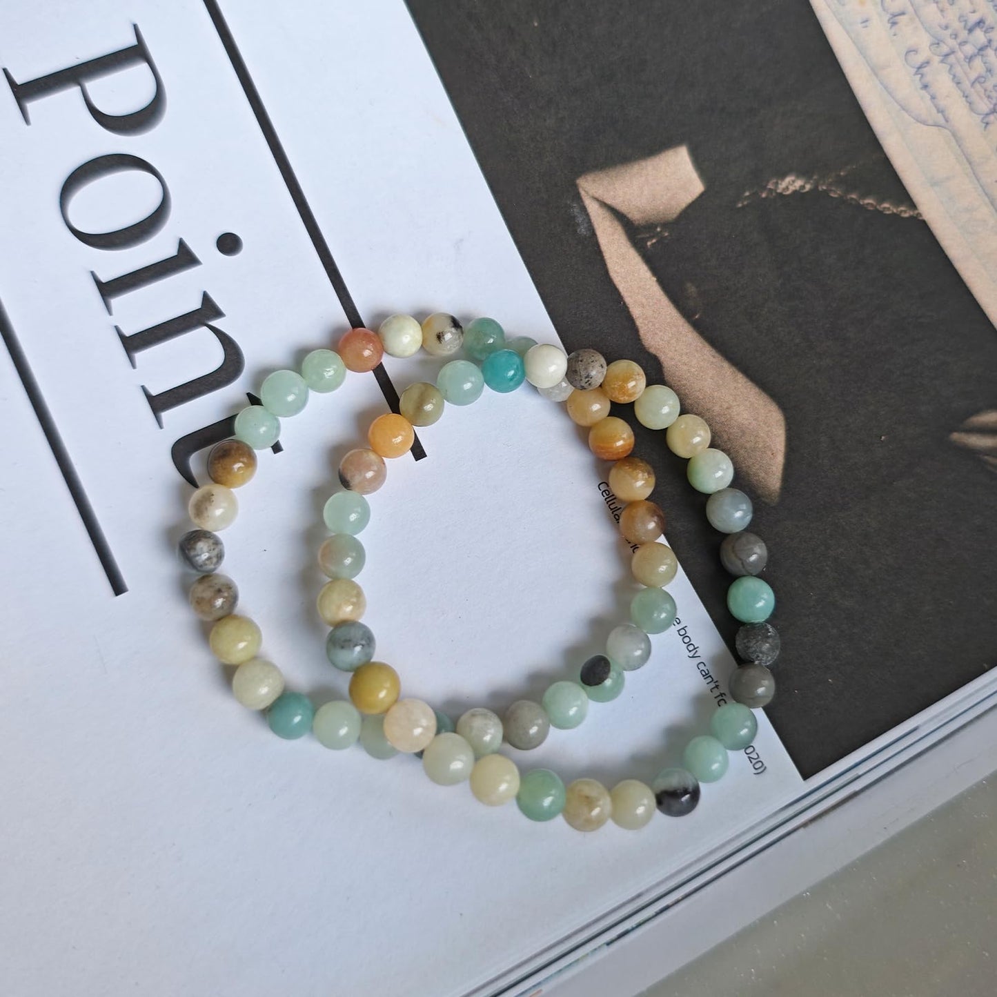 CHCCOYE 6mm Natural Healing Gemstone Bracelet Handmade Yoga Stretch Elastic Bracelet Stress Relief Crystal Jewelry for Men and Women (6mm, Mulitcolor Amazonite)