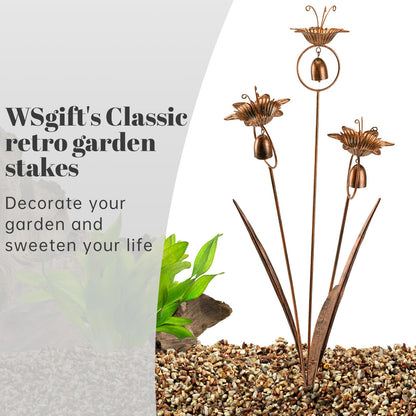 WSgift Metal Calla Lilies Flowers with Bells for Outside Yard Art Bronze Wind Chime