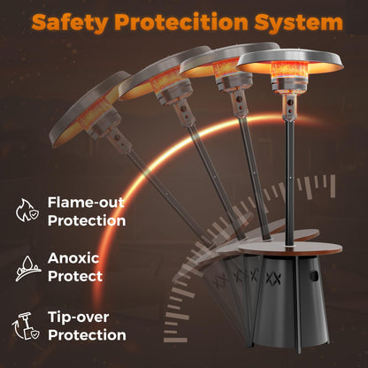 Pamapic 50,000 BTU Outdoor Heaters for Patio with Round Table Design, Premium 304 Stainless Steel Burner, Triple Protection System Propane Patio Heater for Porch Garden, Residential & Commercial Use