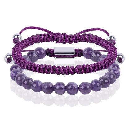 CARITATE Purple Amethyst Bracelet for Women 6mm - Beaded Bracelets for Women Amethyst Bracelet for Women Jewelry Adjustable - Anniversary Valentines Mothers Birthday Gifts for Her Girlfriend Wife