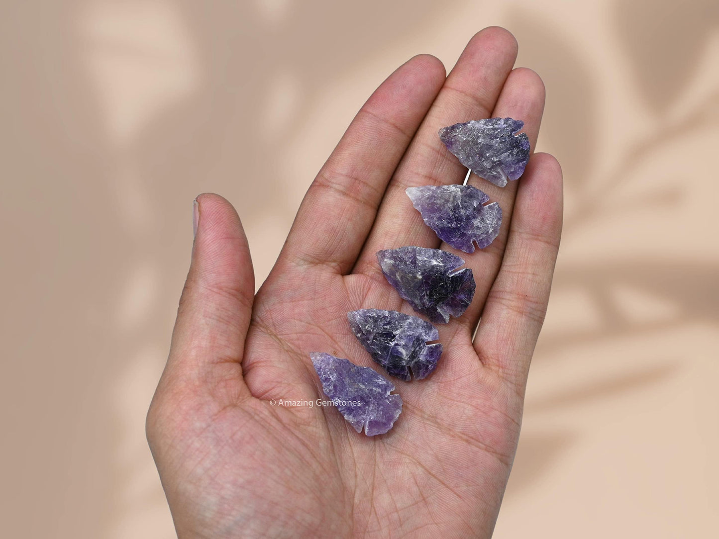 Amazing Gemstone 5 Pieces Amethyst Arrowhead, Crystal and Healing Stone Flint Rock Arrow Head - 1 to 1.5 Arrowheads for DIY Project Craft Point Jewelry Making