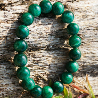 12mm Emerald Bracelet | Natural Green Heart Chakra Crystal Beads - Handmade Gemstone Meditation Bracelet for Abundance & Love & Luck | Beading Tool Kit - Fits for 7.5-8.5 inch XLarge Wrist Size