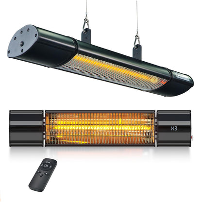 Hanging Patio Heater, Outdoor Electric Heater, Wall Mounted & Ceiling Infrared Garage Heater for Outdoor/Indoor Use, 1500W, Remote Control, Black