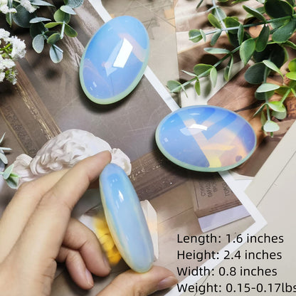 ZHIYUXI 2.4" Opalite Healing Stones Opal Stone Crystals and Healing Stones Gemstones Worry Stone Crystals Decor Protection Crystals Polished Stones Palm Stone Gem Gifts Mediation Energy Balancing 1PC
