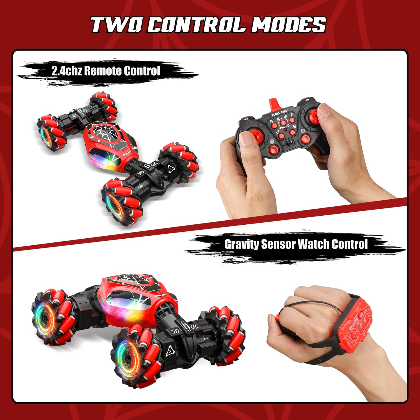 XUERENTECH Spider Remote Control Car Gesture Sensing Hand Controlled Stunt Car, 4WD Drift Twist Off-Road Vehicle with Light Music, Birthday Xmas Gifts Suitable for Boys and Girls