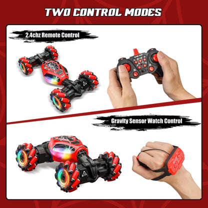 XUERENTECH Spider Remote Control Car Gesture Sensing Hand Controlled Stunt Car, 4WD Drift Twist Off-Road Vehicle with Light Music, Birthday Xmas Gifts Suitable for Boys and Girls