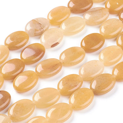 Fashewelry 20pcs Natural Topaz Jadehyst Gemstone Beads Flat Oval Healing Crystal Loose Stone Beads 18x13mm for Jewelry Necklace Bracelet Earring Craft, 15.7 Inch