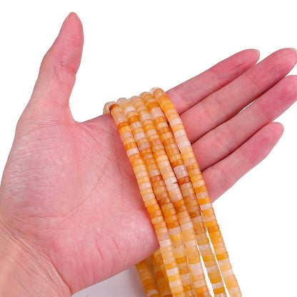 BEADIA Natural Yellow Jade Spacer Beads Caps Loose Semi Gemstone for Beading Jewelry Making 6mmx3mm 38cm