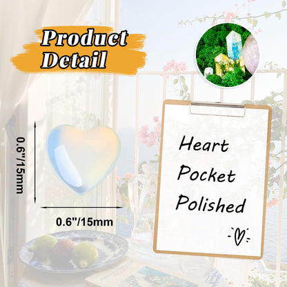 YATOJUZI 20PCS Opal Heart Healing Crystals Moonstone Crystal Set White Love Opal Stones Polished Stone Bulk Wholesale Mini Pocket Gemstones Reiki Energy Gifts for Women