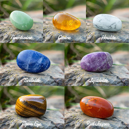 SigMntun Polished 7 Pcs Chakra Healing Stone Rocks Set – 0.8" Natural Tumbled Gemstones, Large Palm-Sized Pocket Stones, Crystal Collection for Reiki, Meditation, Crafts and Home Decor