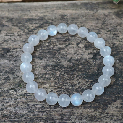 10MM Moonstone Bracelet for Men Women | Fits for 7.5-8" Wrist | Natural Crown Chakra Crystal Gemstones for Relationship & Love | Come with Gift Box & Velvet Pouch