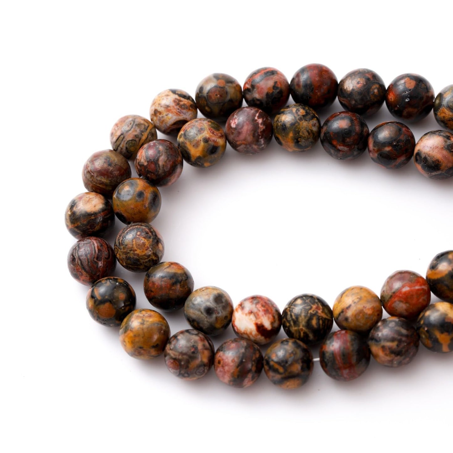 8mm 45pcs DIY Natural Leopard Skin Jasper Stone Beads Round Healing Crystal Gemstone Loose Beads for Jewelry Making Handmade Bracelet Necklace