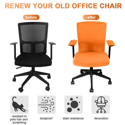 Tallew 4 Pcs Office Chair Covers Set Computer Universal Protective Stretchable Chair Seat Covers Desk Armrest Cover Pads Office Cushion Backrest for Rotating(Regular,Orange)