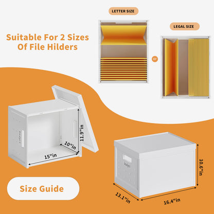 Seseno File Organizer File Box with Lid, Universal Hanging File Organizer, Letter/Legal Size File Folder Box, 2 Pack Plastic Office Document Filing Storage Bin