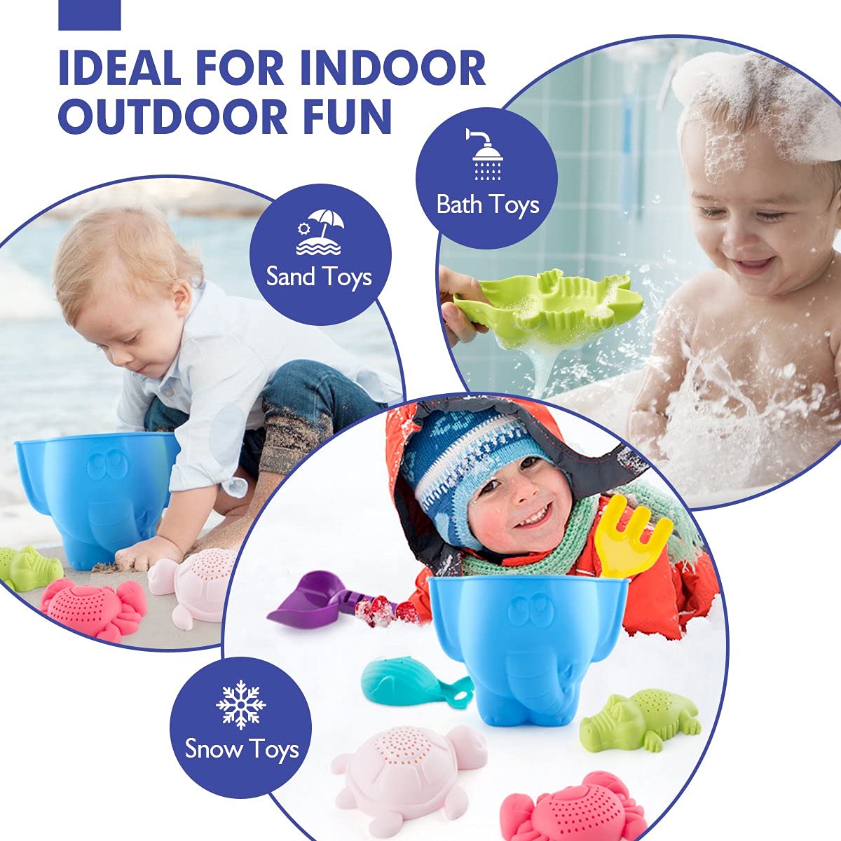 hahaland Beach Toys for Toddlers 1-3 - Sand Toys for Toddlers 1-3, Baby Bucket Rake Shovel Set, Bath Water Outdoor Toy for Boys Girls, Sandbox Toy for 1 Year Old Toddler Toys Age 1-2